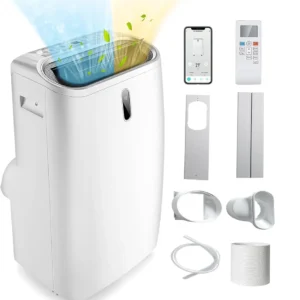 GOPLUS Climatiseur Mobile 16000BTU 4,7kW 5 en 1 Fonction de Refroidissement, Chauffage, Déshumidification, Ventilation, Mode Nuit, Minuterie 24H, Contrôle Télécommande/Écran, 45-50㎡, R290